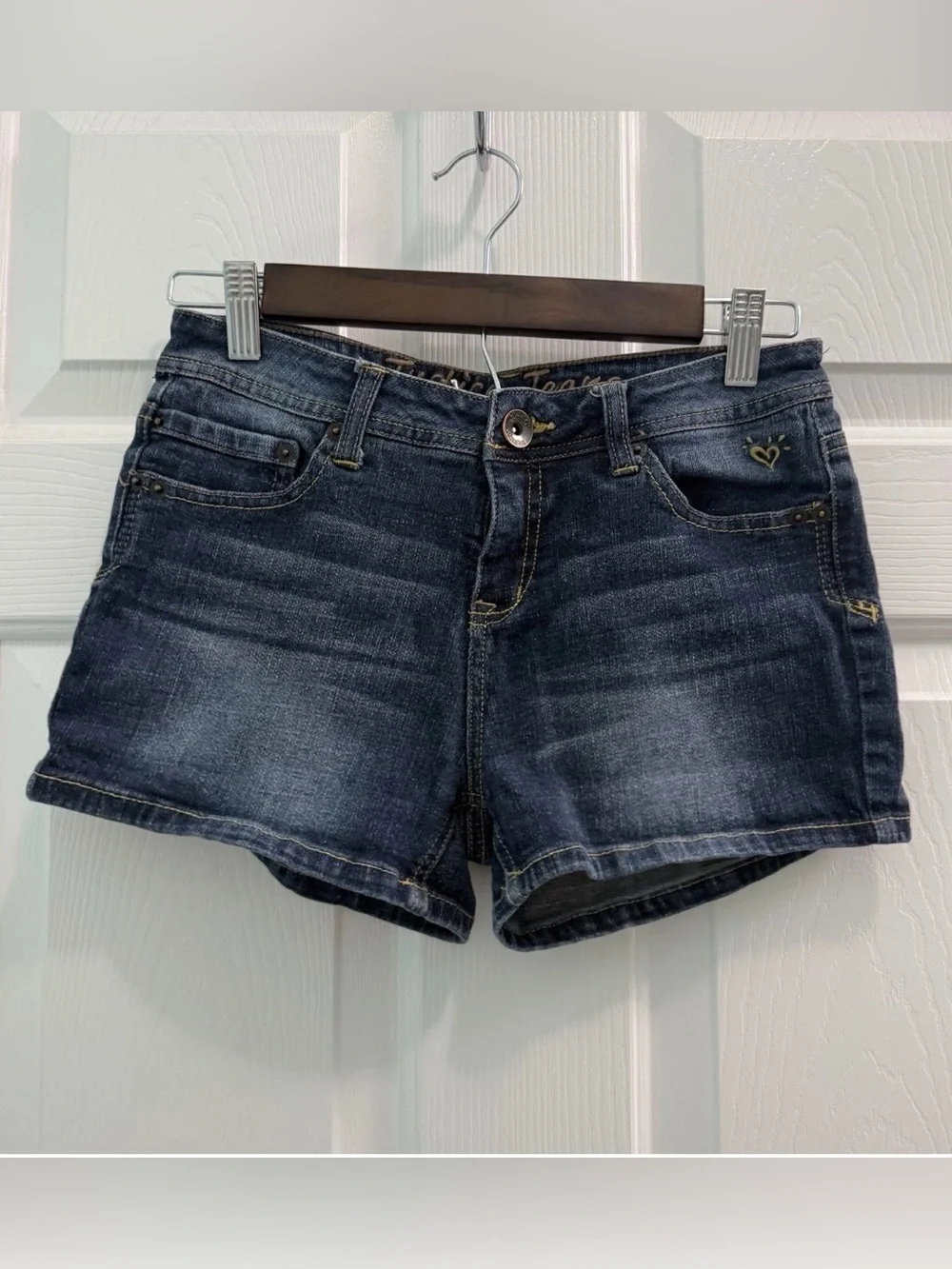 Justice Girls Size 16 Regular Simply Low Flat Front Denim Blue Jean Shorts